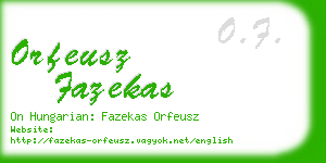 orfeusz fazekas business card